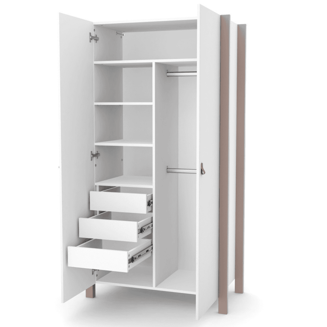 Dětska šatní skřín Zukko 960 Gekko Kids, Cappuccino / Bílá